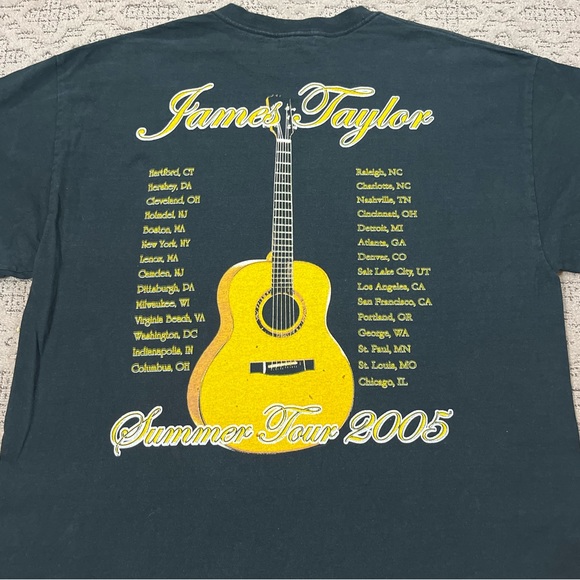 🎸 '05 James Taylor Artist Blue Embroider Text Summer Tour Lot 2005 Cotton Tee - Picture 2 of 15